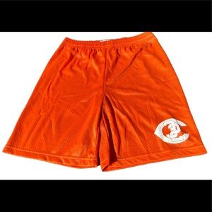 Bright Orange Badger Sports Mens Basketball Shorts white logo